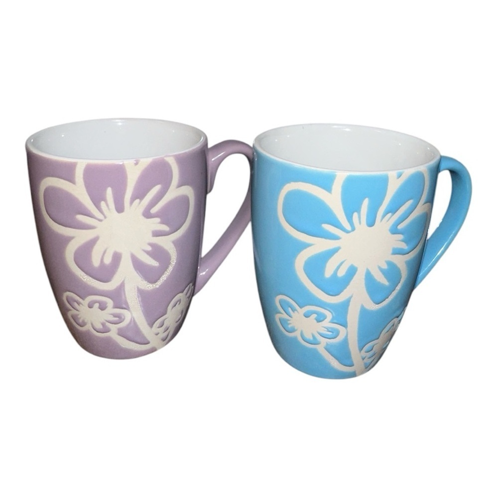 Home Basics 6 Piece Daisy Floral Ceramic 11 Ounce Mug Set - Picture 6 of 8